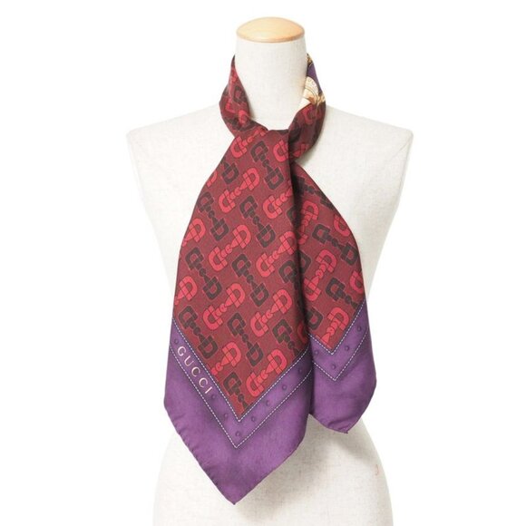 Gucci Scarf Horsebit Belt Motif All Over Total Silk Ra5210
